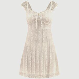 NWT, SZ L, Stretch Lace Lined Mini Dress, Ivory